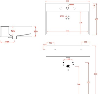 Раковина Artceram Quadro 65 QUL003 01 00 Белая