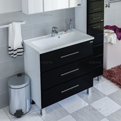 Тумба с раковиной СанТа Омега 80 3 ящика Белая