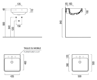Раковина GSI Sand 50 9085111 белая