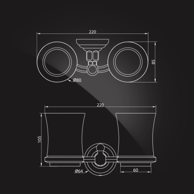 Стакан Elghansa Praktic PRK-422 двойной Хром