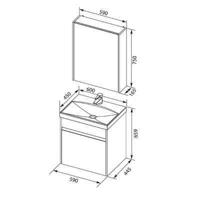 Зеркальный шкаф Aquanet Палермо 60 203939 Белый глянец