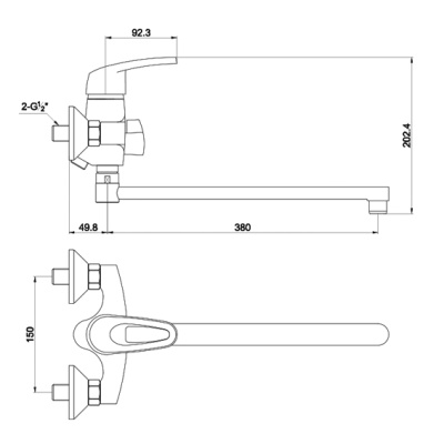 Смеситель для ванны Timo Standart 1935Y-CR универсальный Хром