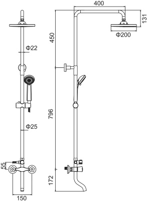 Душевая система Zerix LR82409 ZX0042 Хром