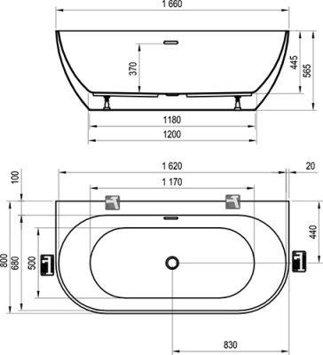 Акриловая ванна Ravak Freedom W 166x80 без гидромассажа