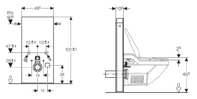 Инсталляция Geberit Monolith AquaClean 8000 131.024.SI.1 для унитаза со смывным бачком