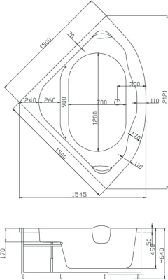 Акриловая ванна Victory Spa Hawaii 150 Без системы управления