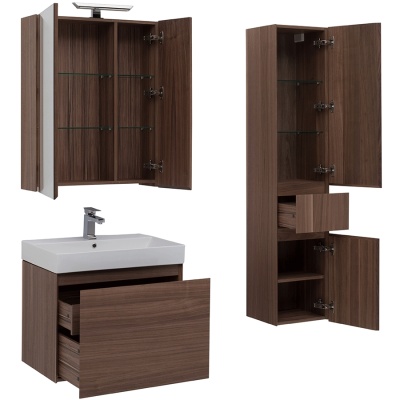 Комплект мебели для ванной Aquanet Нью-Йорк 70 211660 подвесной Шпон Орех