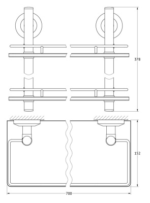 Стеклянная полка FBS Standard 066 Хром