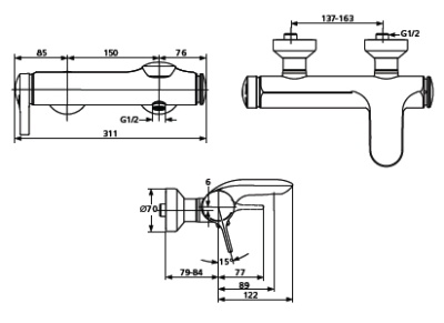 Смеситель для ванны Ideal Standard Melange A4271AA хром