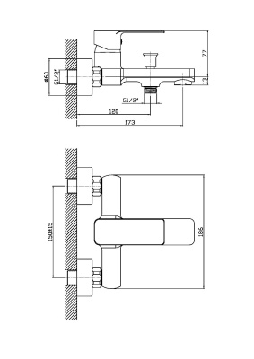 Смеситель для ванны Orange Plito M16-100cr Хром