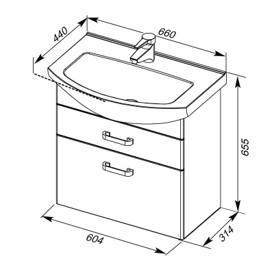 Тумба под раковину Aquanet Ирис 65 198383 Белая