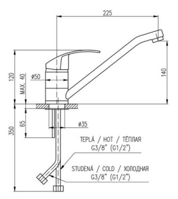 Смеситель для раковины Rav Slezak Mississippi MS005.5 Хром