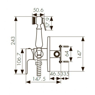 Гигиенический душ со смесителем Kaiser Sena 74188 Хром