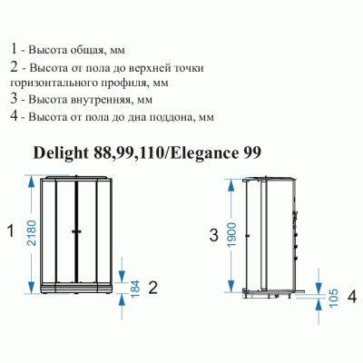 Душевая кабина Domani-Spa Delight 88 80x80 DS01D88LDbCl10 с гидромассажем профиль Черный задние стенки Синие