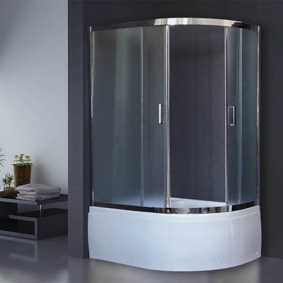 Душевой уголок Royal Bath ВК 120х80 RB8120BK-C-CH-L с поддоном профиль Хром стекло матовое