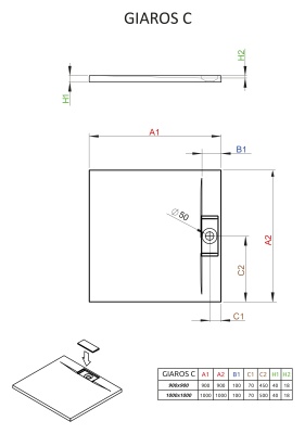 Душевой поддон из искусственного камня Radaway Giaros C 100x100x4 белый