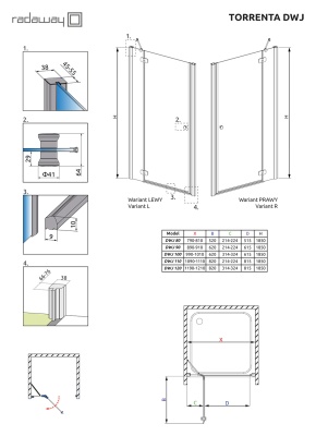 Душевая дверь в нишу Radaway Torrenta DWJ 100 L профиль Хром стекло прозрачное