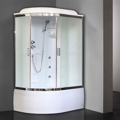 Душевая кабина Royal Bath ВК 120x80 RB8120BK2-M-CH-R с гидромассажем стекло матовое задние стенки Белые