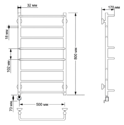 Электрический полотенцесушитель Secado Верона 1 50х80 Бронза