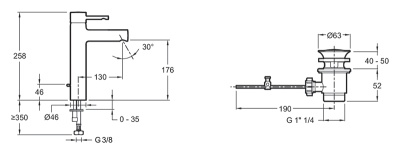 Смеситель для раковины Jacob Delafon Cuff E37303-CP Хром