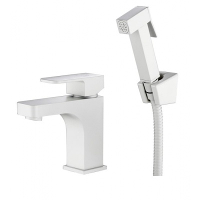 Смеситель для раковины Kaiser Sonat 34088-4 с гигиеническим душем Белый