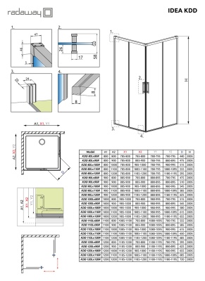 Дверь душевого уголка Radaway Idea Black KDD 110 L профиль Черный стекло прозрачное