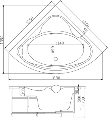 Акриловая ванна Victory Spa Curacao 135x135 Без системы управления