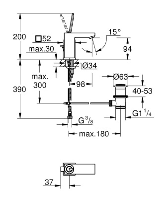 Смеситель для раковины Grohe Eurocube Joy 23654000 Хром