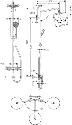 Душевая система Hansgrohe Croma 27185000 с термостатом Хром