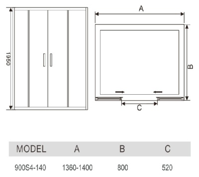 Душевая дверь в нишу WeltWasser WW900 S4 140 10000002924 профиль Хром стекло прозрачное