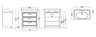 Тумба под раковину Kerama Marazzi Pompei 80 3 ящика Белая