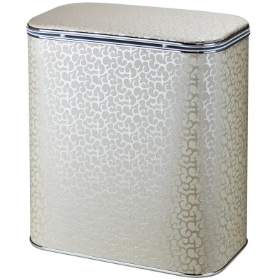 Корзина для белья Cameya Цветы FLH-M средняя Бежевая, кант хром