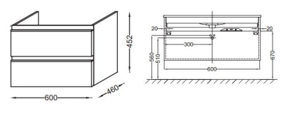 Тумба под раковину Jacob Delafon Vox 60 EB2030-RA-442 подвесная Серый антрацит