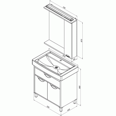 Комплект мебели для ванной Aquanet Гретта 80 239432 Светлый дуб