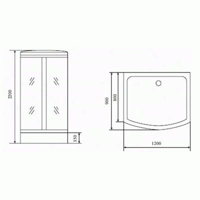 Душевая кабина Timo Standart T-6615 B 120x90 профиль Черный стекло прозрачное