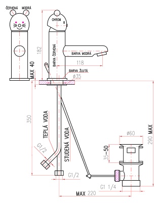 Смеситель для раковины Rav Slezak Seina Junior SE326.5 красный с синим
