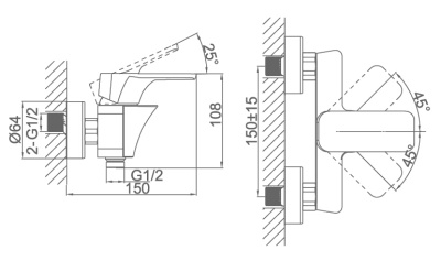 Смеситель для душа D&K Berlin Freie DA1433101 Хром