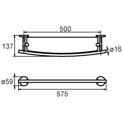 Стеклянная полка Milardo Cadiss CADSMG0M44 с бортиком Хром