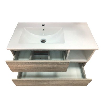 Тумба с раковиной Comforty Турин 90L 4137135 подвесная Дуб бежевый