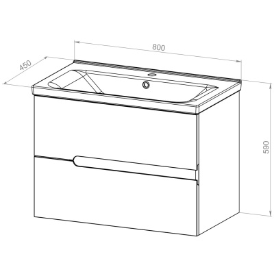 Тумба с раковиной Orange Line 80 TP-LIB 80 подвесная Белая