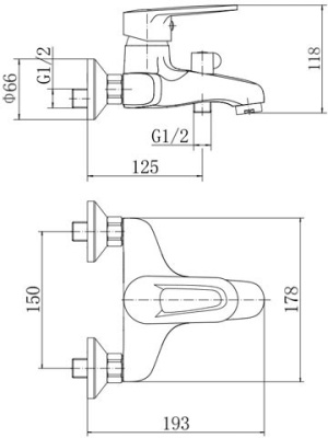 Смеситель для ванны Fashun A3268 Хром