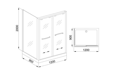 Душевой уголок Royal Bath RB-L-2011-1200-9R 120х90 без поддона профиль Хром стекло прозрачное
