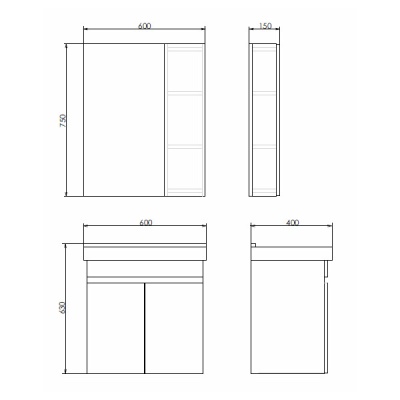 Зеркало со шкафом Comforty Тромсе 60 4142221 Дуб сонома
