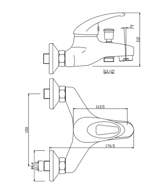 Смеситель для ванны Olive's Lerida 08201LR Хром
