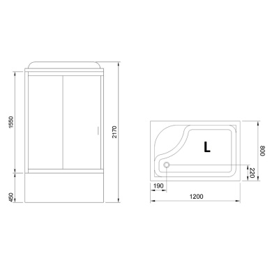 Душевая кабина Royal Bath BP 120х80 RB8120BP6-BT-CH-L стекло прозрачное задняя стенка Черная