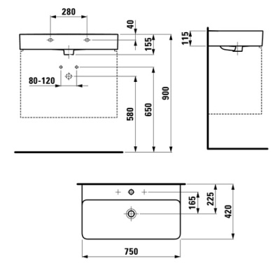 Раковина Laufen Val 75 8.1028.5 Белая