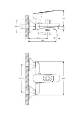Смеситель для ванны Rush Edge ED7735-44 Хром
