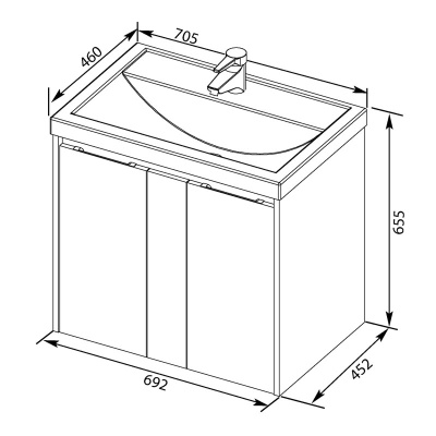 Тумба под раковину Aquanet Клио 70 195721 подвесная Белый Дуб кантри