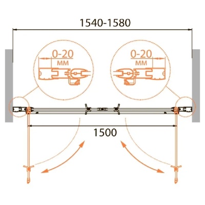 Душевая дверь в нишу Cezares Relax B-2 160 профиль Белый стекло прозрачное