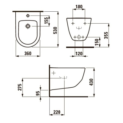 Биде Laufen Pro 8.3095.2 подвесное без крышки